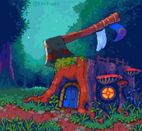 I was requested to make this so adorable thing yesterday and i couldn't help myself! Pixel art > Tree Stump House > Forest Dwelling > Woodland ...