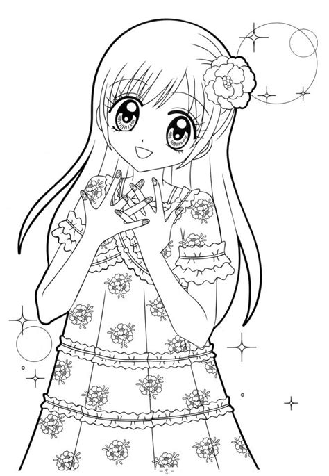 beautiful anime girl coloring pages  print sp