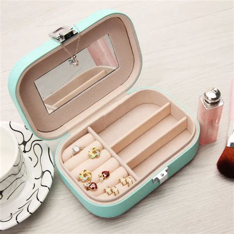 Jewelry Box Small Travel Jewelry Caseorganizer With Mirror Octagonal