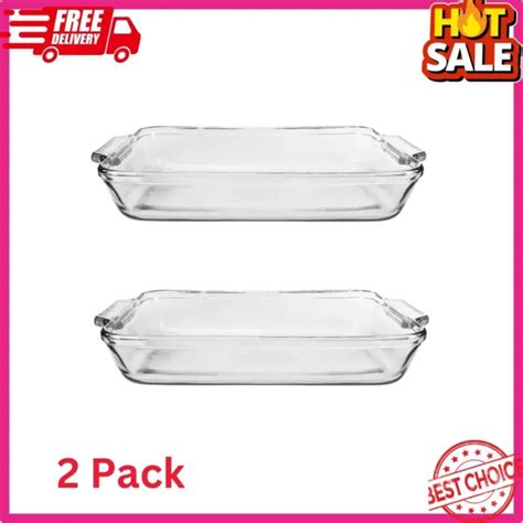 2 Pack Anchor Hocking Oven Basics Tempered Clear Glass Rectangular