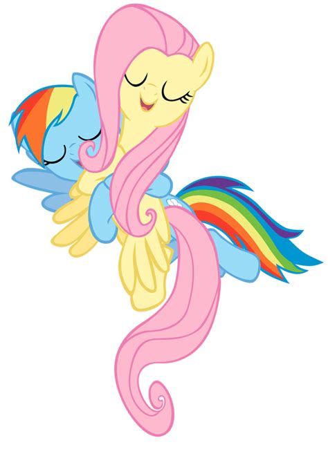 Singing And Hugging Fluttershy And Rainbow Dash By Mysteriousbrony On