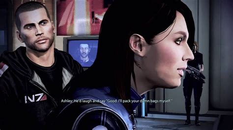 Mass Effect 3 Date With Ashley Williams Romance Dialogue Youtube