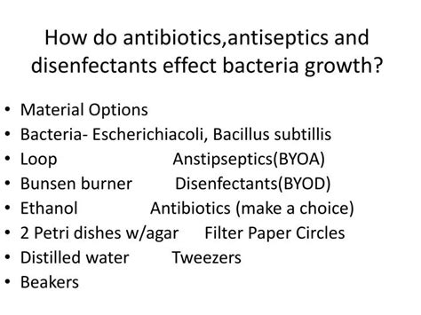 Ppt How Do Antibioticsantiseptics And Disenfectants Effect Bacteria