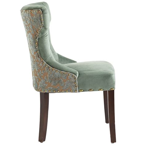 Hourglass Damask Dining Chair With Espresso Wood Dining Chairs Chair