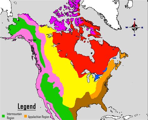 Region Map Of North America Topographic Map