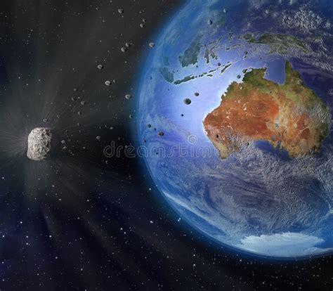 Asteroid Flying By Earth Stock Illustration Illustration Of Basin