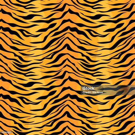 Seamless Tiger Stripe Pattern Vector Animal Skin Background Print Stock