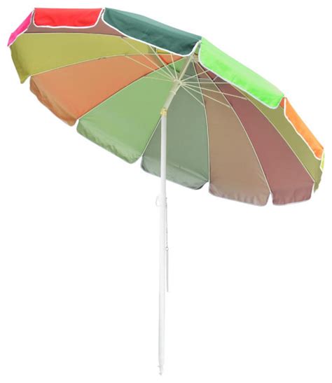 Lagarden 8ft Rainbow Beach Umbrella Sunshade With Tilt Sand Anchor Uv