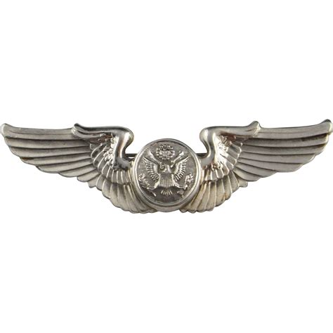 Pilots Wings Sterling Silver Pin Brooch Art Deco 925 Air Force Brooch