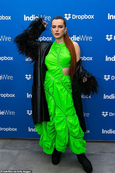 Bella Thorne Stands Out In Neon Green Gown While At Indiewire Sundance