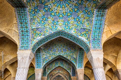 Walls And Ceiling Covered With Colorful Faience Tiles Vakil Mosque
