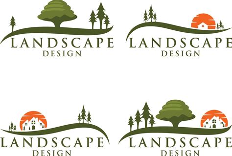Set Landscape Logo Vector 7691067 Vector Art At Vecteezy