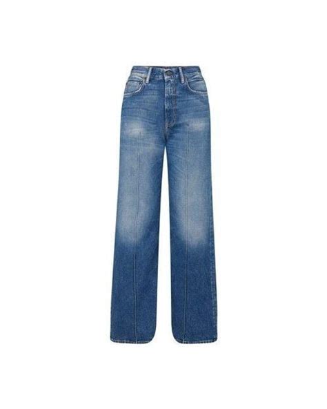 Acne Studios Denim Cassidy Pintuck Jeans In Mid Blue Blue Lyst