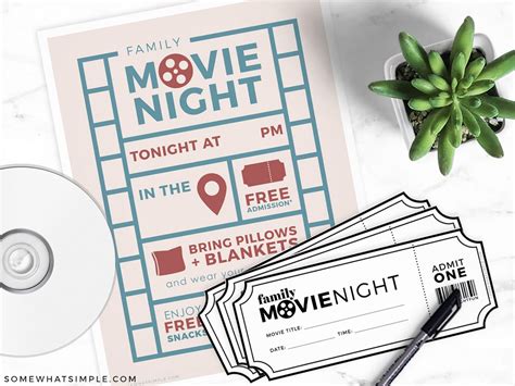 Movie Tickets Family Movie Night Printables Diy Movie Night Movie Night Printables How To