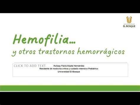 Hemofilia Y Otros Trastornos Hemorr Gicos De Curso Fisiolog A De
