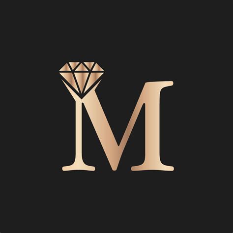 Letra Dorada Lujo M Con Símbolo De Diamante Inspiración De Diseño De