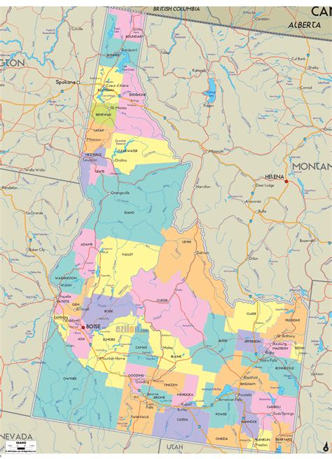 Map Of Idaho State Ezilon Maps