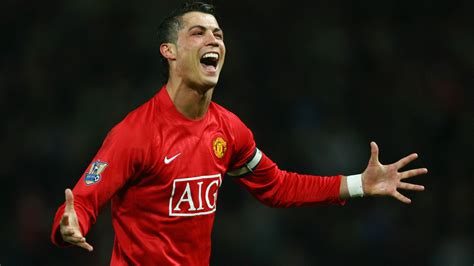 Happy Face Of Cristiano Ronaldo Cr7 Is Wearing Red Sports Dress In