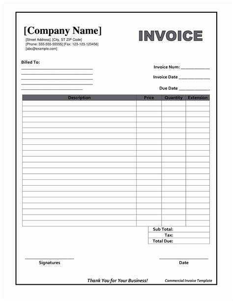 Fill In Invoice Template Free Free Invoices Printable And Editable