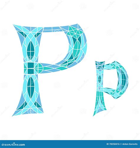Low Poly Letter P In Blue Mosaic Polygon Stock Vector Illustration Of