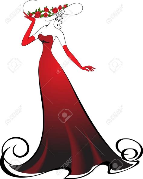Woman In Gloves And An Elegant Long Red Dress Royalty Free Red