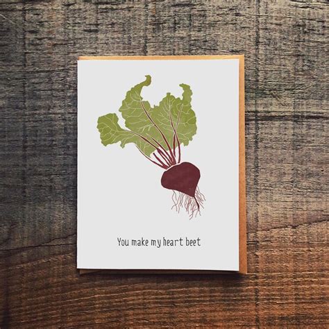 You Make My Heart Beet Funny Punny Vegetable Love Card Etsy