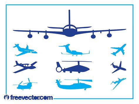 Aircraft Silhouettes Set Ai Vector Uidownload