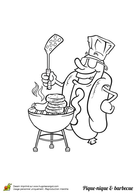 Coloriage Pique Nique Barbecue Monsieur Hot Dog