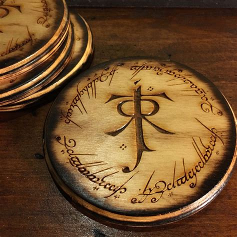 Lord Of The Rings Tolkien Symbol Ring Inscription Coaster Set Of 4