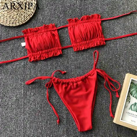 Best Quality Arxipa 2019 Bandeau Sexy Micro Bikini Set Mini Women