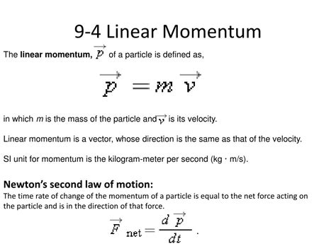 Ppt 9 4 Linear Momentum Powerpoint Presentation Free Download Id