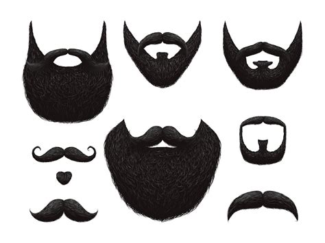 Hand Drawn Beards And Mustaches Vector Collection By Microvector Thehungryjpeg