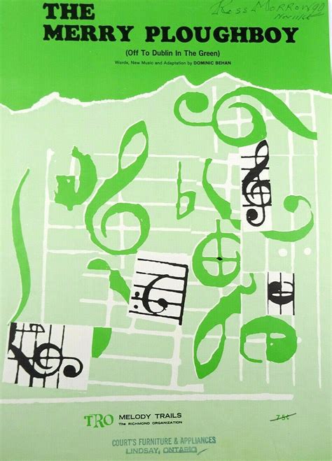 The Merry Ploughboy Off To Dublin In The Green Sheet Music Etsy