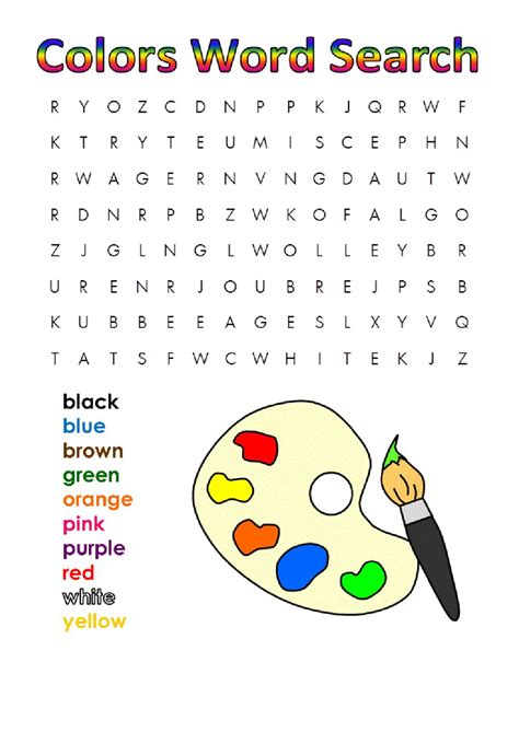 Colour Wordsearch Worksheet