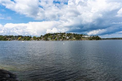 Amazing Panorama Of The Baltic Sea Bay On Sunny Spring Day Rocky