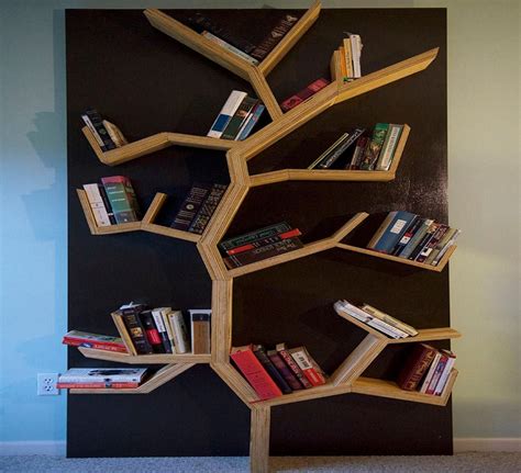 Tree Bookshelf Handmade Wooden Tree Bookcase Office Wall Art