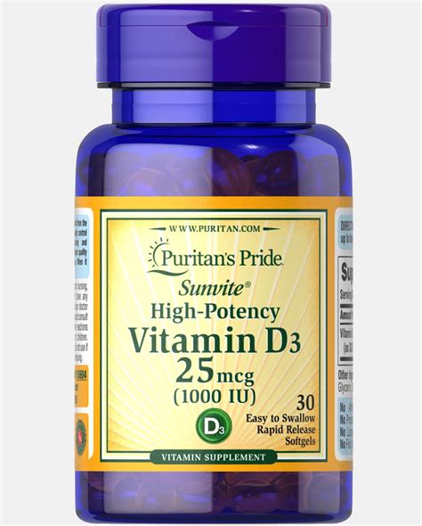Vitamin D3 25 Mcg 1000 Iu Trial Size 30 Softgels Vitamin D