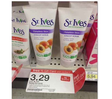 Let the 100% natural walnut shell powder exfoliant do the scrubbing and the soothing scent of wholesome oatmeal and honey do the refreshing. St Ives Apricot Scrub $1.29 & Suave Body Wash $0.79 at Target