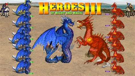 HEROES 3 COMBAT 7X8800 MALE LEVIATHANS VS 7X9999 RUBY CRYSTAL DRAGONS