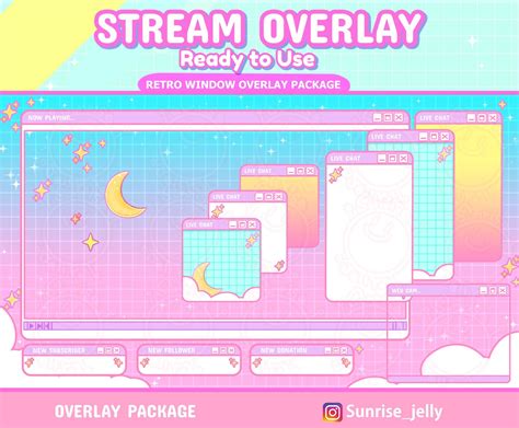 Twitch Stream Overlay Package Retro Moon Windows Theme Etsy