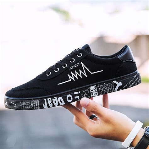 These comfortable shoes are the perfect men's black sneakers for modern street style. New 2018 Spring Summer Canvas Shoes Men Sneakers Low top ...