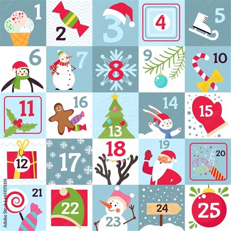 Advent Calendar Printable Christmas T Countdown Day Numbers To