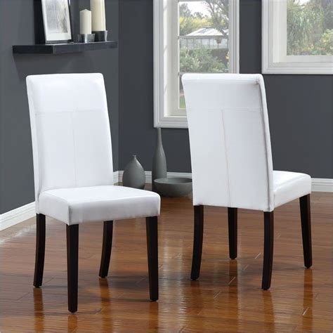 Costway set of 2 parson chairs elegant design leather modern dining chairs dining room kitchen furniture urban style solid wood leatherette padded seat (brown). White Leather Dining Room Chairs | Parsons dining chairs ...