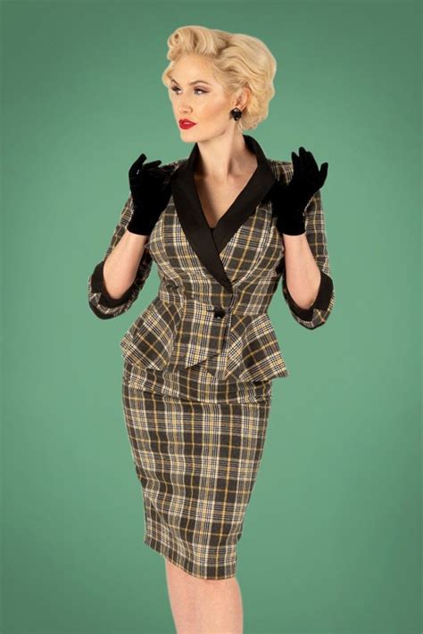 1940s Style Skirts Vintage High Waisted Skirts 40s Millie Tartan