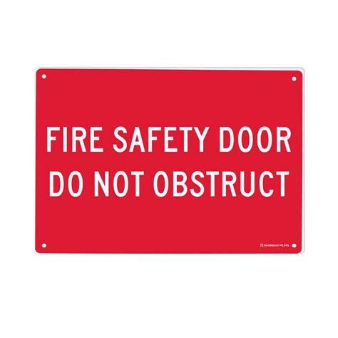 Sandleford Sign Fire Safety Door Do Not Obstruct Redwhite 300 X 450mm