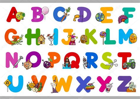 Alfabeto Educativo Dos Desenhos Animados Para Crianças — Vetor De Stock