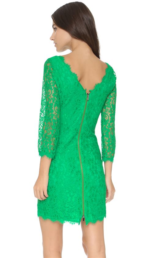 Lyst Diane Von Furstenberg Zarita Lace Dress Spring Green In Green