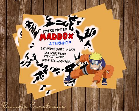 Naruto Birthday Invitation Etsy