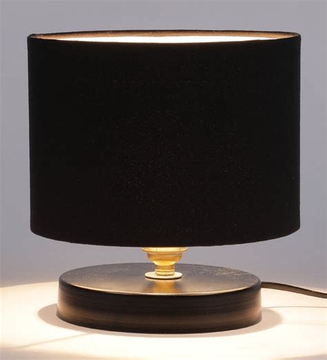 Buy Black Cotton Shade Table Lamp With Metal Base By Tu Casa Online