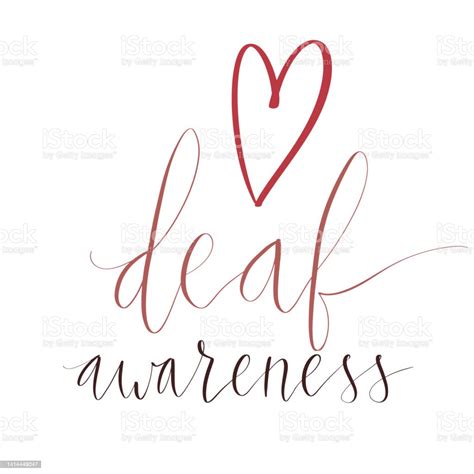 Deaf Awareness Month September Handwritten Calligraphy Vector Card